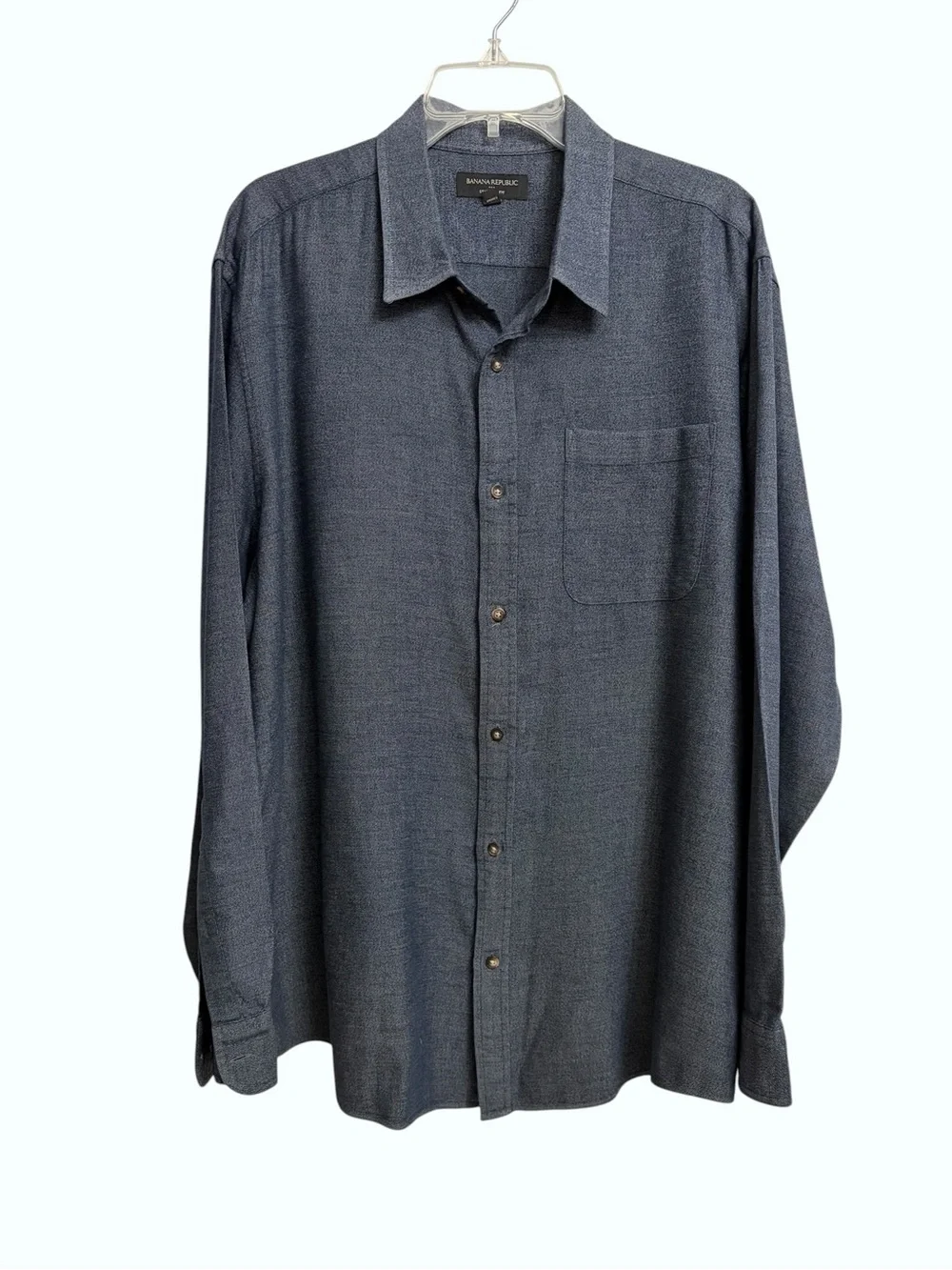 Banana Republic Camden Standard-Fit Shirt Men's XL Heather Blue Preppy Coastal